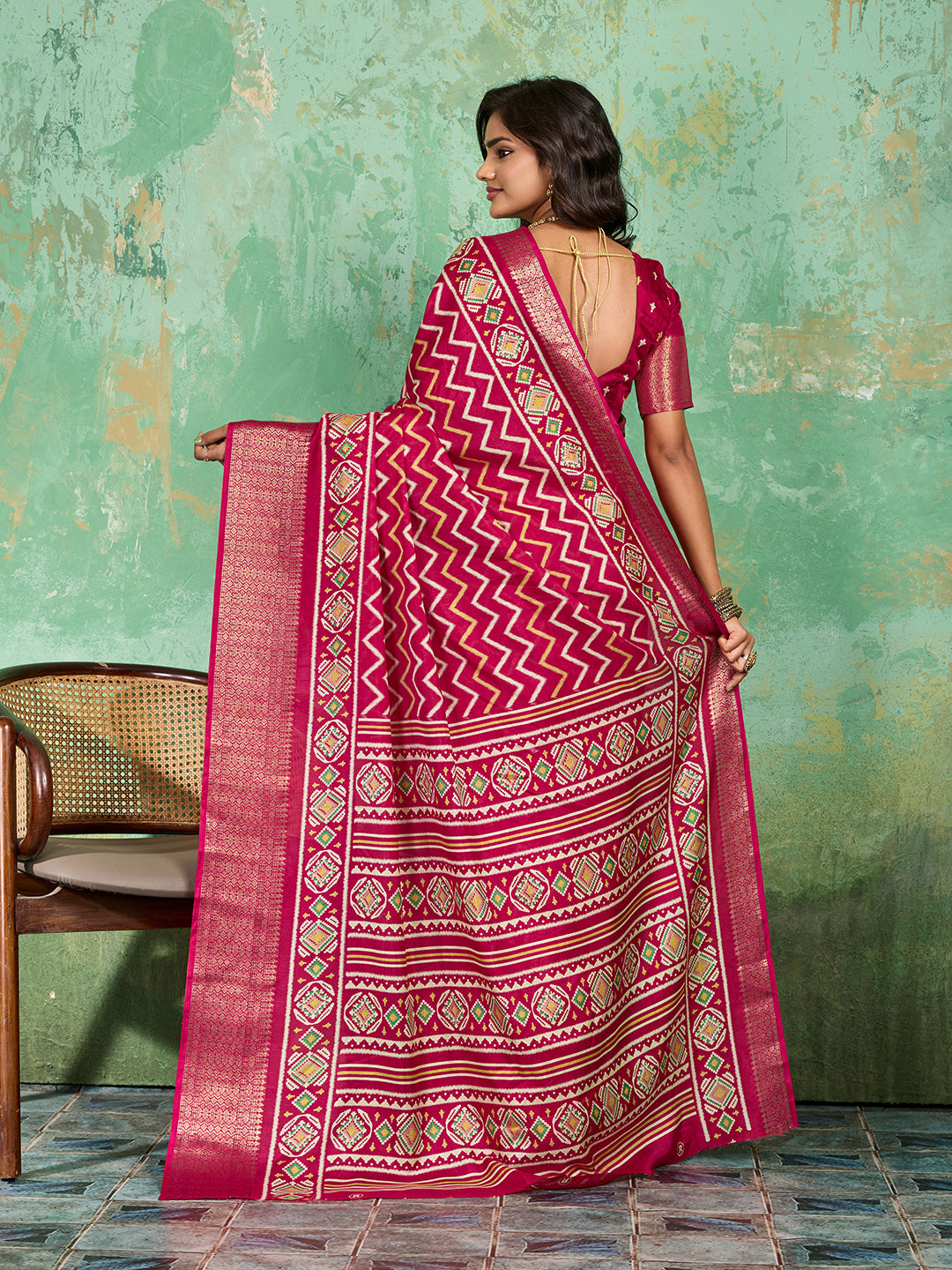 Buy New Launch Cotton Silk Printed Style With Daily Wear Pink Saree