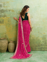 Buy Designer Georgette Bandhani Saree with Gota Patti Work Kcpc