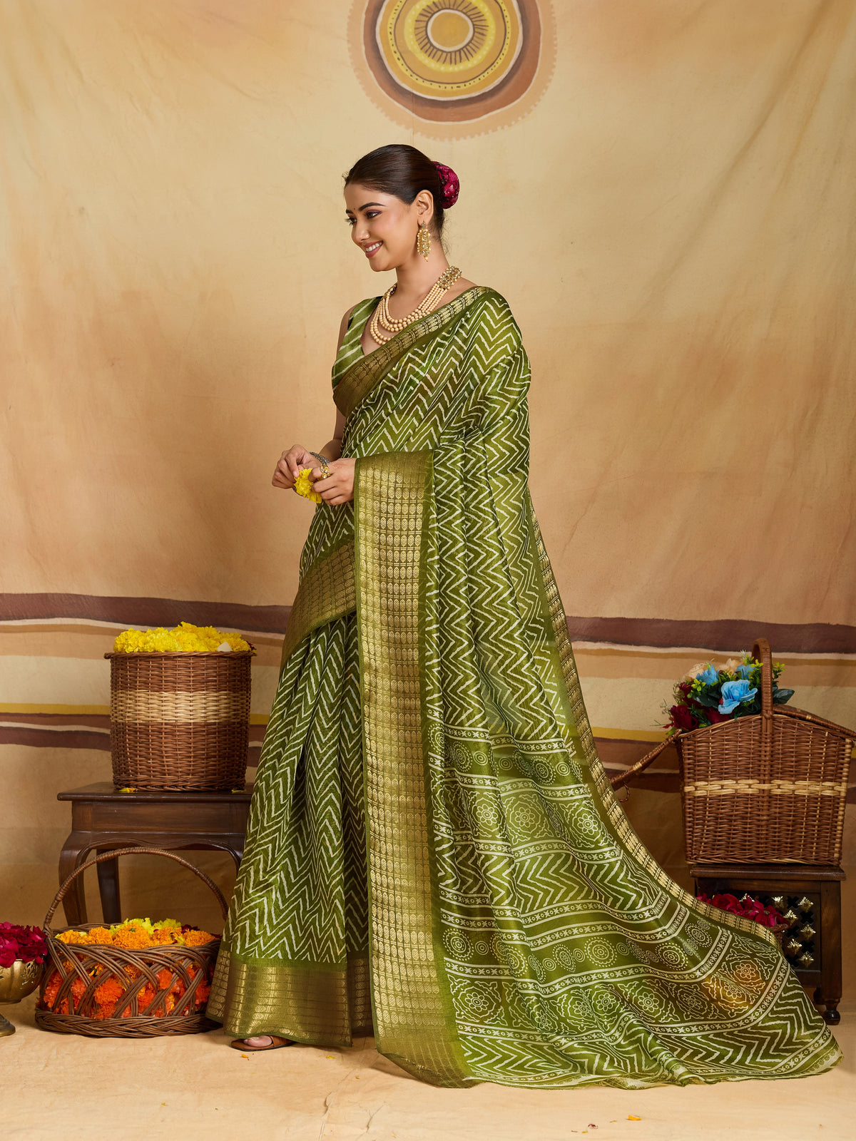 KcPc Luxury Cotton Silk Festive Wear Zig Zag SareeSTL
