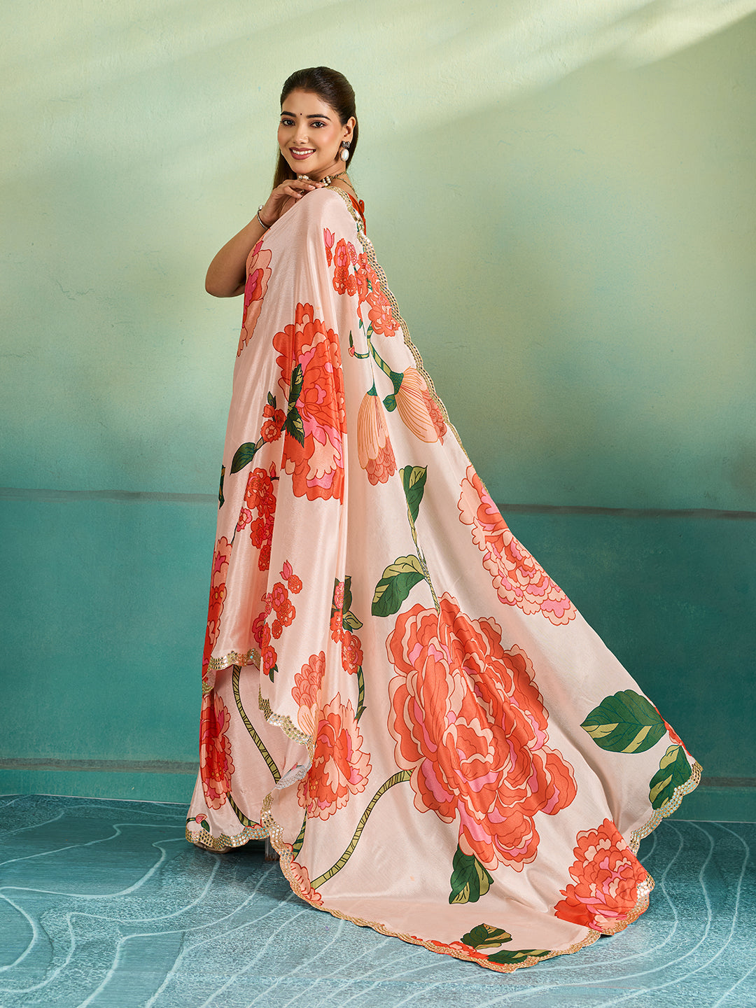 Gotapatti Cutwork Border Sarees in off white colour