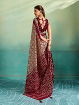KcPc Tussar Silk Ajrakh Saree with Aari & Aabla WorkSTR