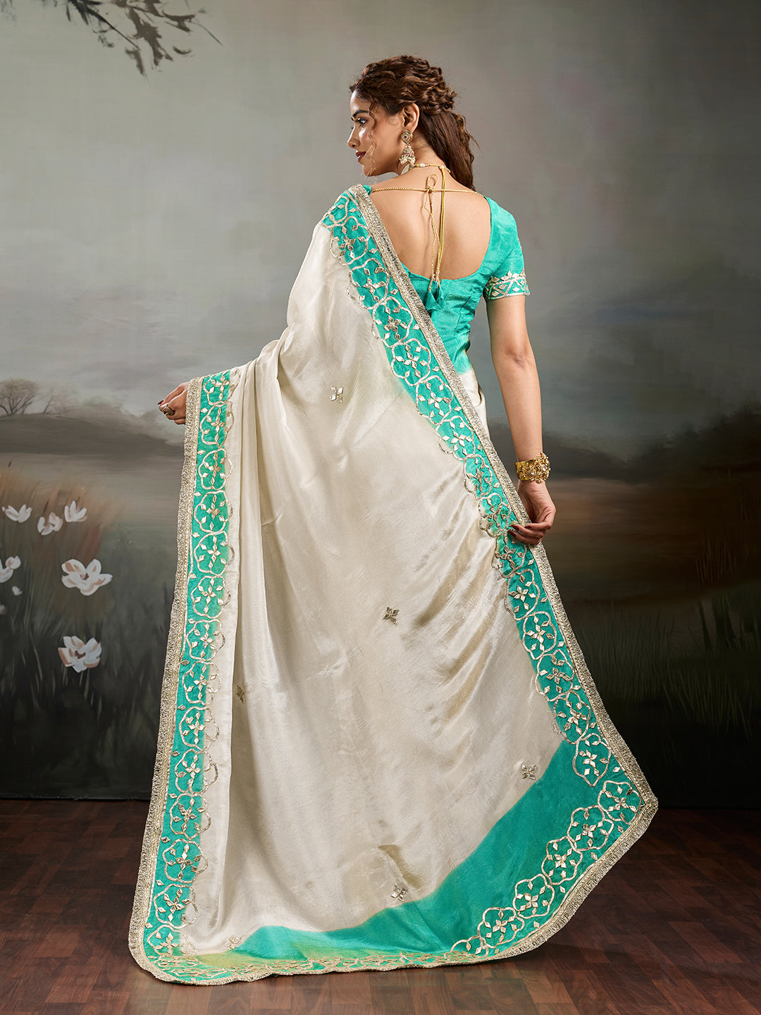Buy New Designer Saree with Traditional Gotapatti Work KcPc
