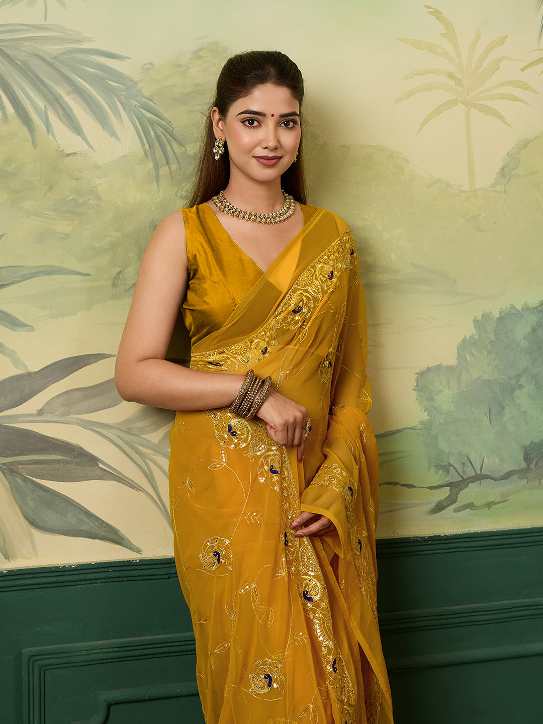 Buy Designer Saree With Handcrafted Aari Tari Work