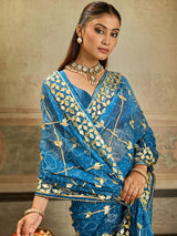 KcPc New Launch Georgette Chiffon Bandhani Style With Gotapatti Work Saree MHS