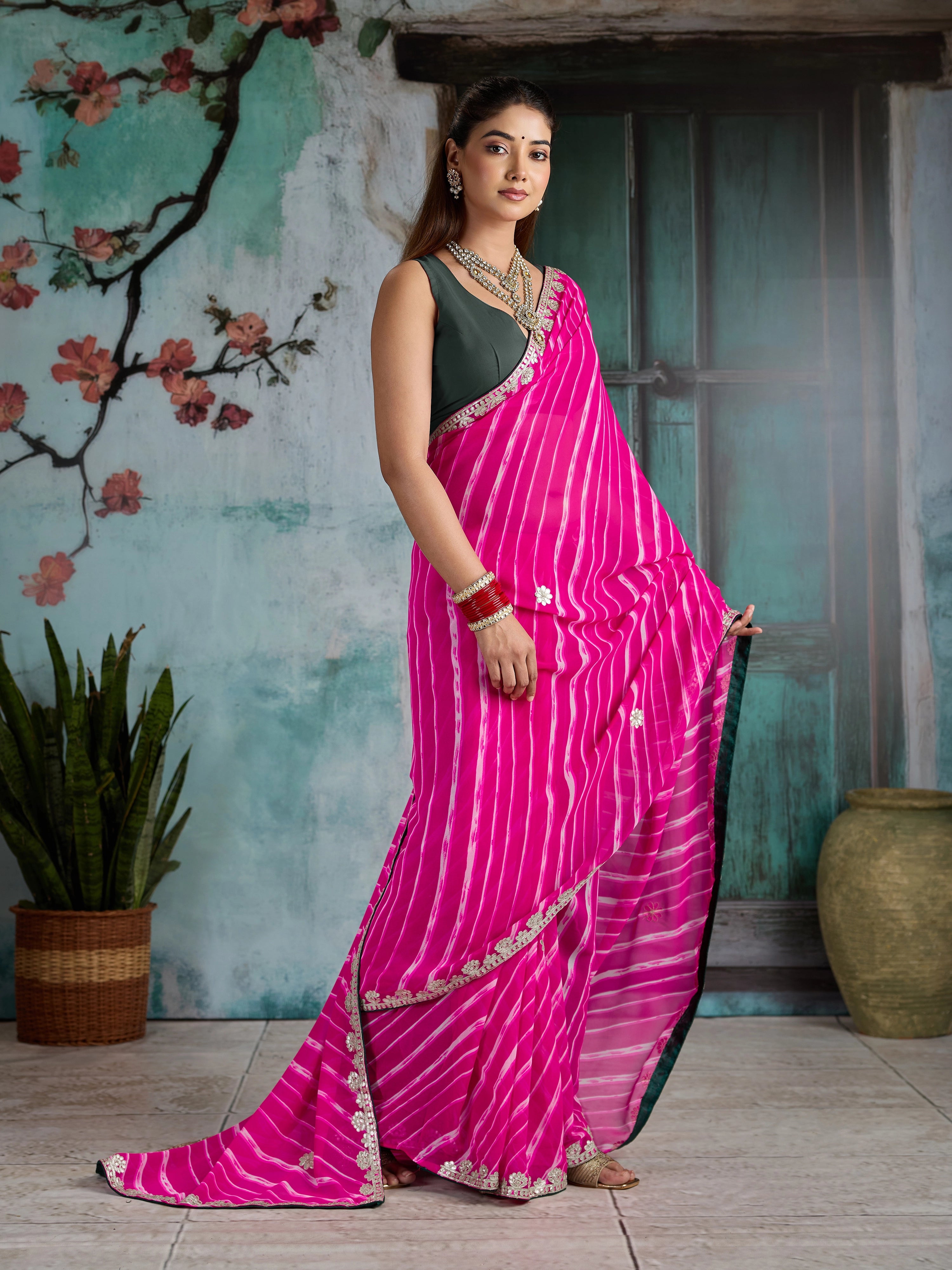 KcPc Beautiful Leheriya Style Georgette SareesPDM
