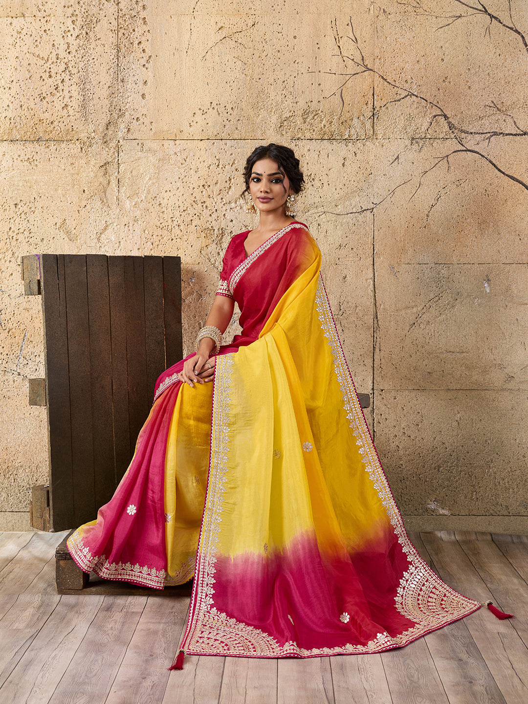 Buy New Designer Saree with Traditional Gotapatti Work KcPc