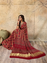 By Ajrakh saree With Traditional Wear
