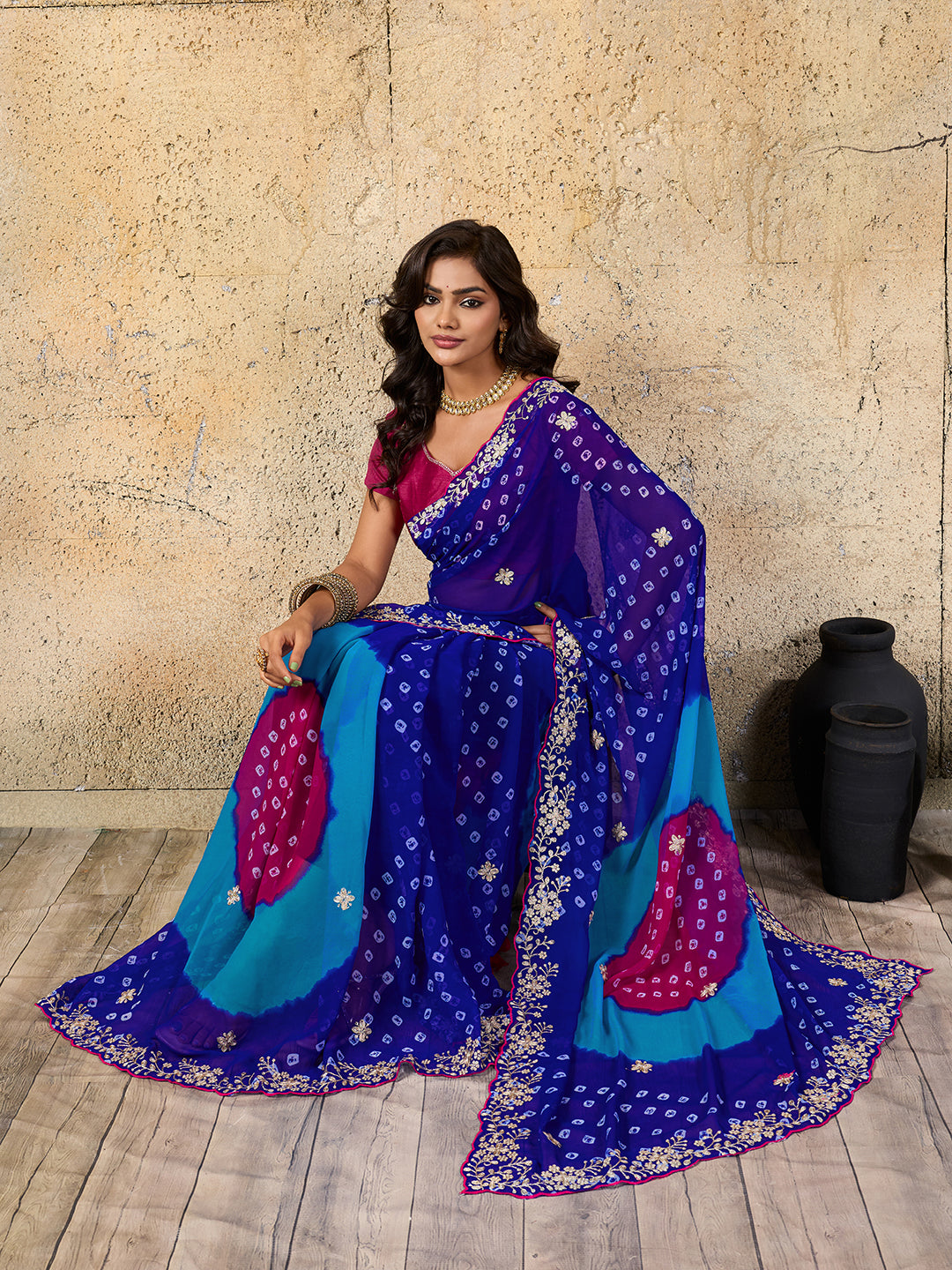 Buy Bandhani Saree With Festive Wear Kcpc Image