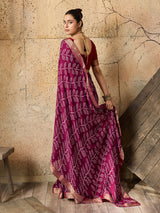 KcPc New Premium Quality Moss Chiffon Bandhani Style Saree for Casual & Everyday Wear KDN