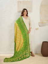 KcPc Pure Khaddi Georgette Meenakari Neemzari Bandhej Dupatta