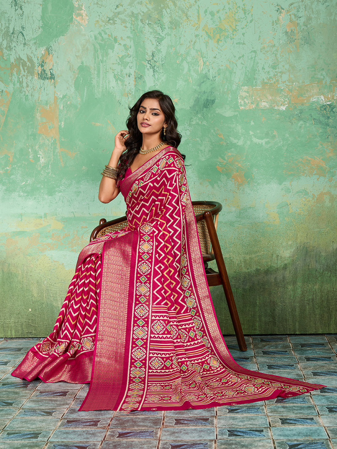 Buy New Launch Cotton Silk Printed Style With Daily Wear Pink Saree