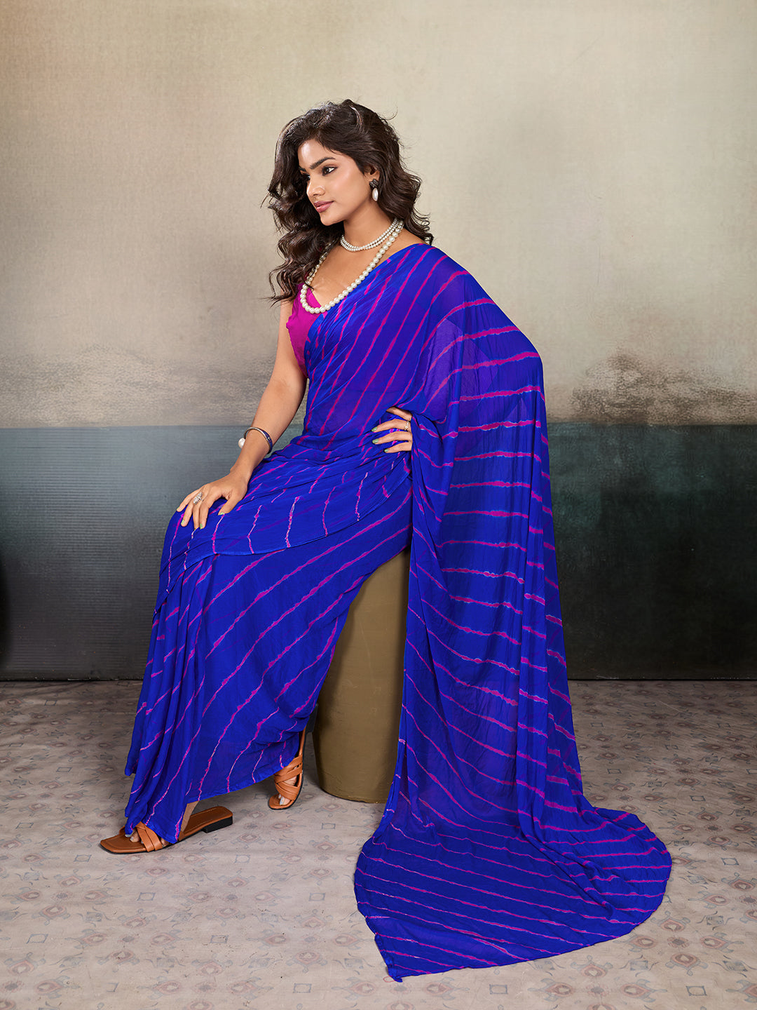 Buy New Chiffon Leheriya Style With Casual Wear Saree