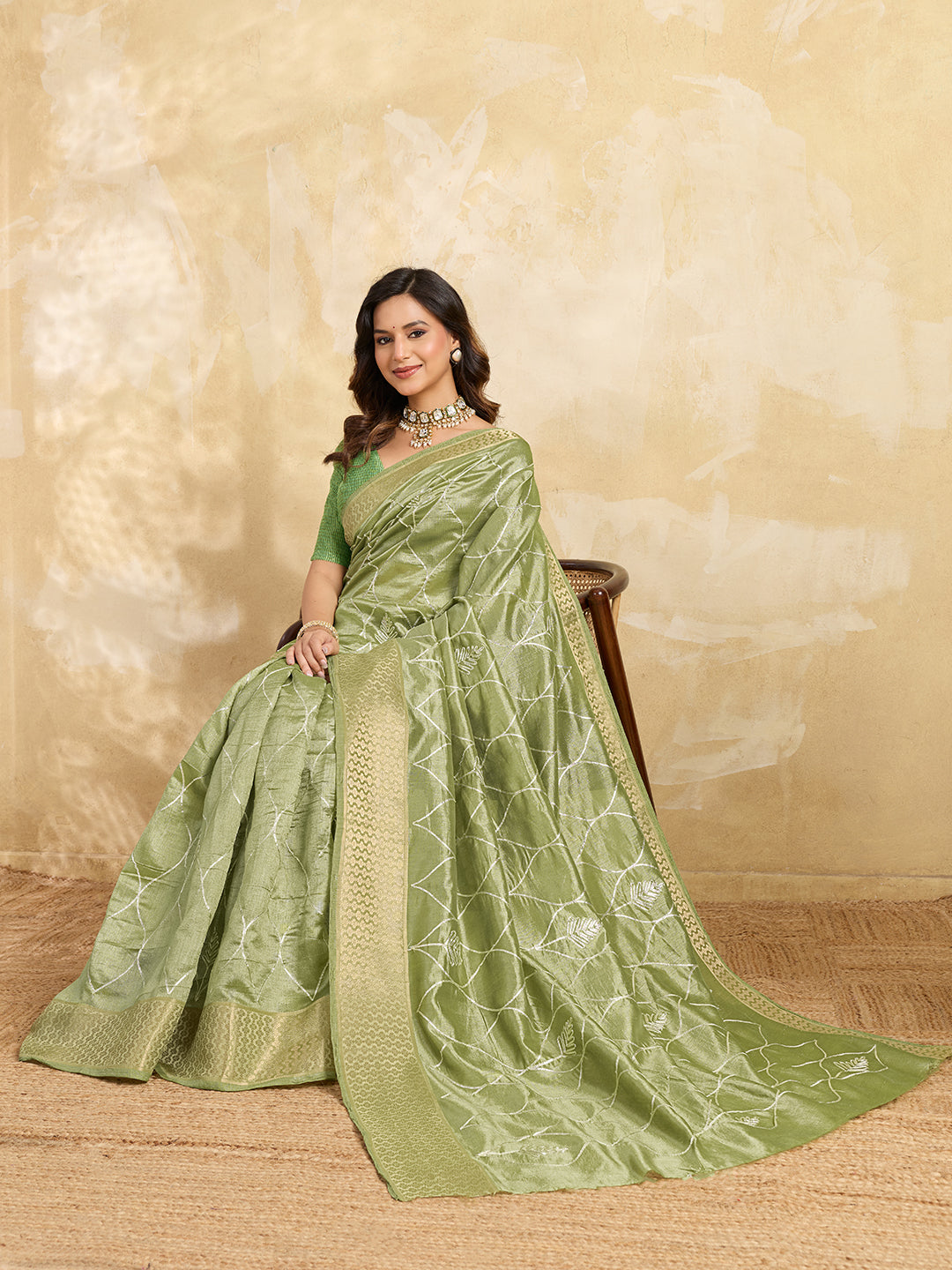KcPc New Cotton Silk Gotapatti Work SareePista SWA