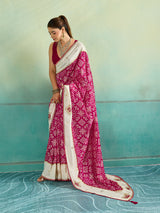 KcPc New Latest Ajrakh Style Creap Silk Saree with Stone Work Saree STR