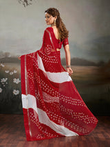 Georgette Multi ColourBandhni saree under 1000