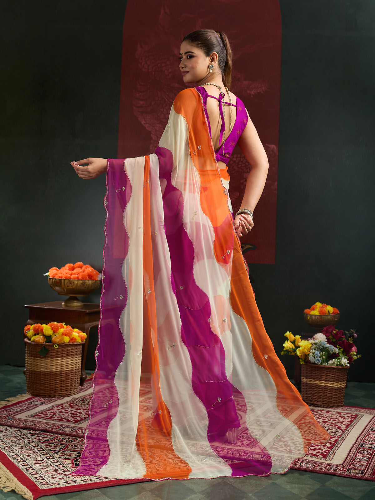 KcPc Premium Chiffon Saree with Cutdana Work SHCR
