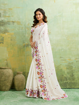Buy Tussar Silk Saree with Beautiful Embroidery Work Kcpc