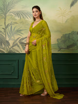 KcPc Designer Chiffon Saree with Traditional Look & Cutdana Work