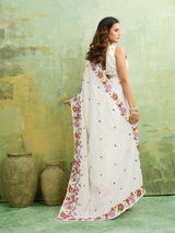 Buy Tussar Silk Saree with Beautiful Embroidery Work Kcpc