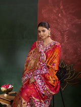 KcPc Khaddi Georgette kalamkari Style Wth Embroidery Work Dupatta TUF