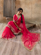 KcPc New Elegant Pure Georgette Kacha Gotapatti Work Saree for Festive OccasionsMHS