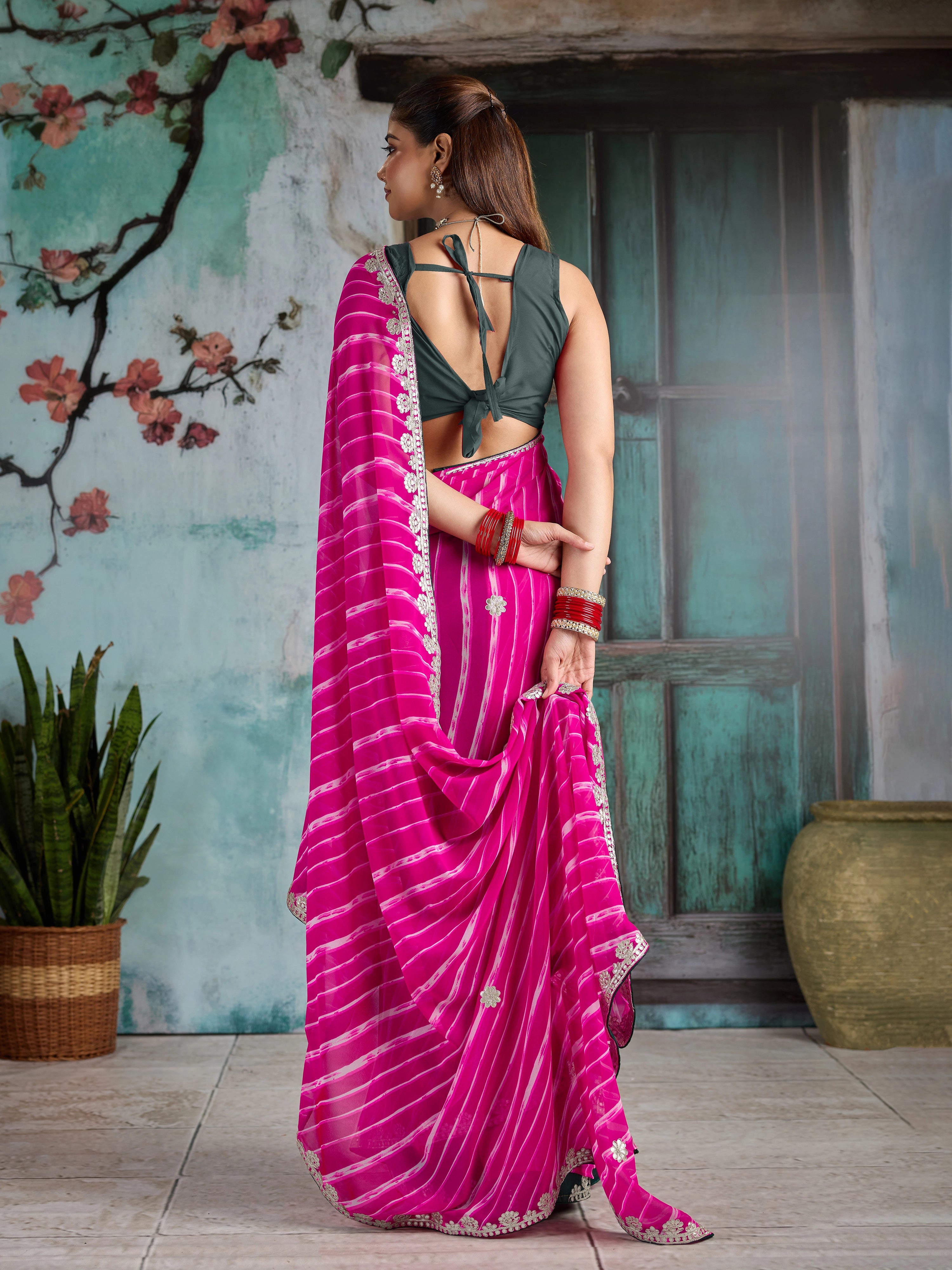 KcPc Beautiful Leheriya Style Georgette SareesPDM
