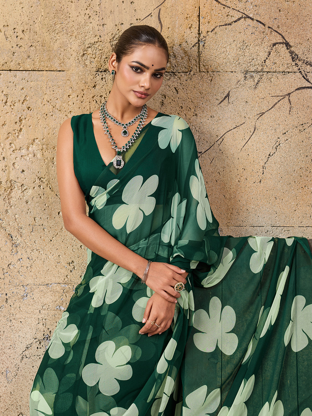 KcPc Latest New Pure Georgette Flower Printed Style Saree SUN