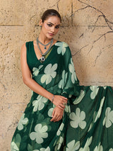 KcPc Latest New Pure Georgette Flower Printed Style Saree SUN