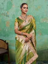 KcPc Pure Banarasi Handloom Heeramandi Look Katan Silk Tissue Fabric Saree INA