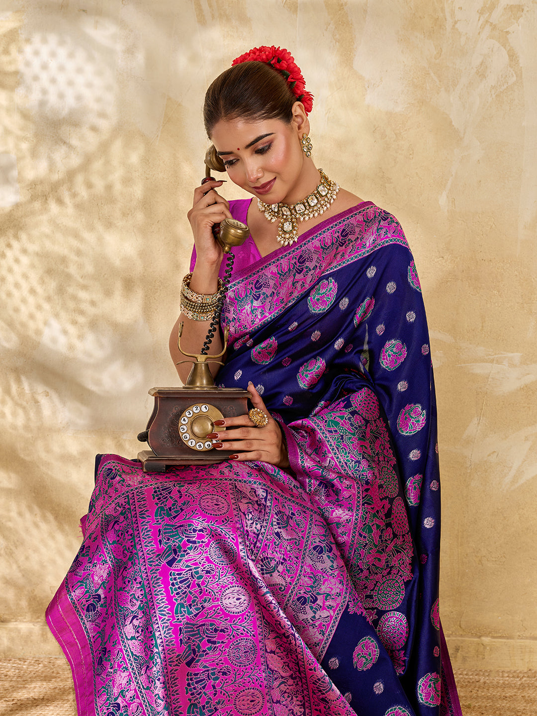 Buy New Elegant Saree Banarasi Style with Rich Zari Border Kcpc 3