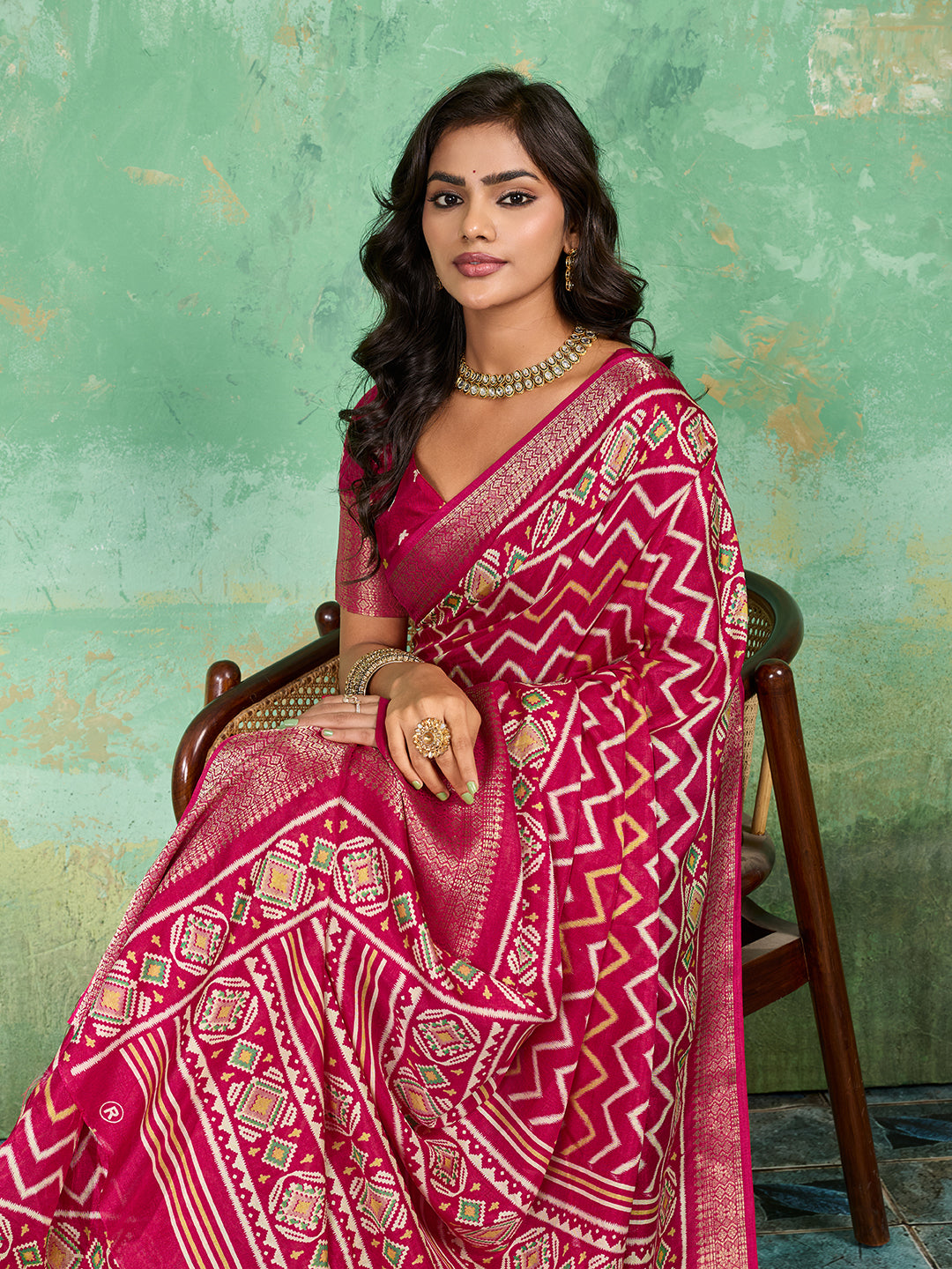 Buy New Launch Cotton Silk Printed Style With Daily Wear Pink Saree