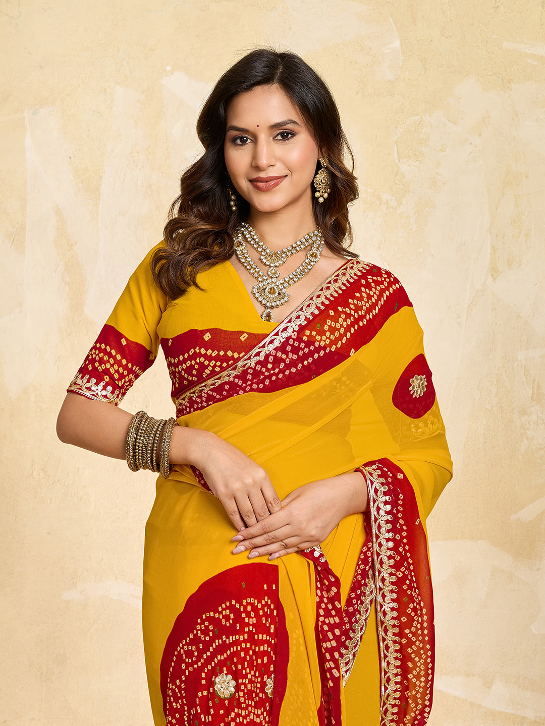 Buy Bandhani Saree with Gotapatti Work Kcpc Image