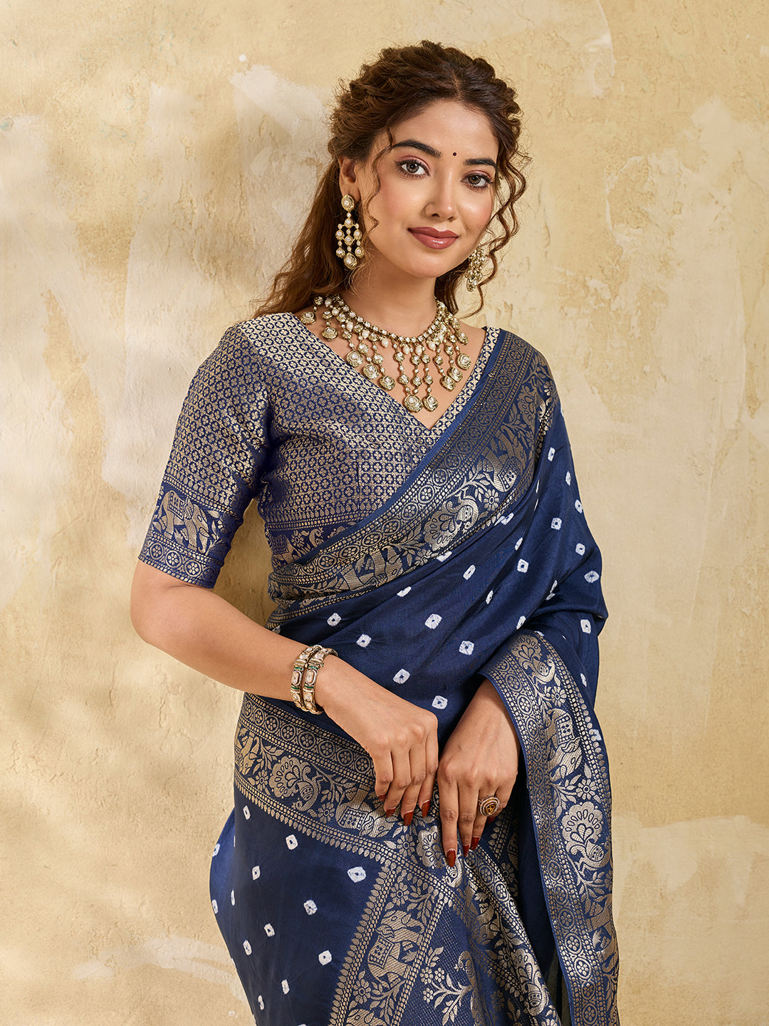 Buy Bandhani Saree With Festive Wear KcPc