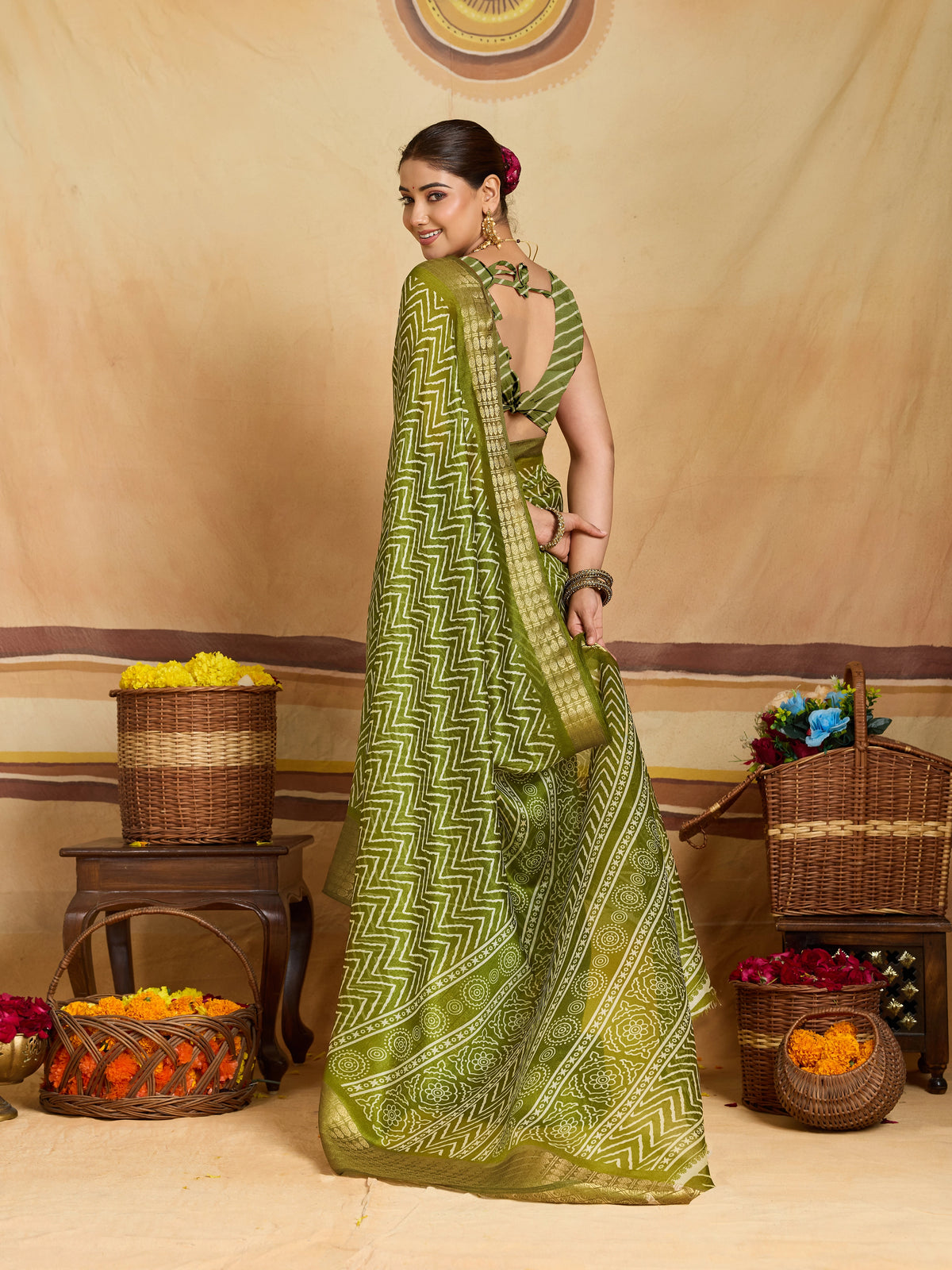 KcPc Luxury Cotton Silk Festive Wear Zig Zag SareeSTL