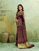 Buy Ajrakh Style Saree With Festive Wear Kcpc