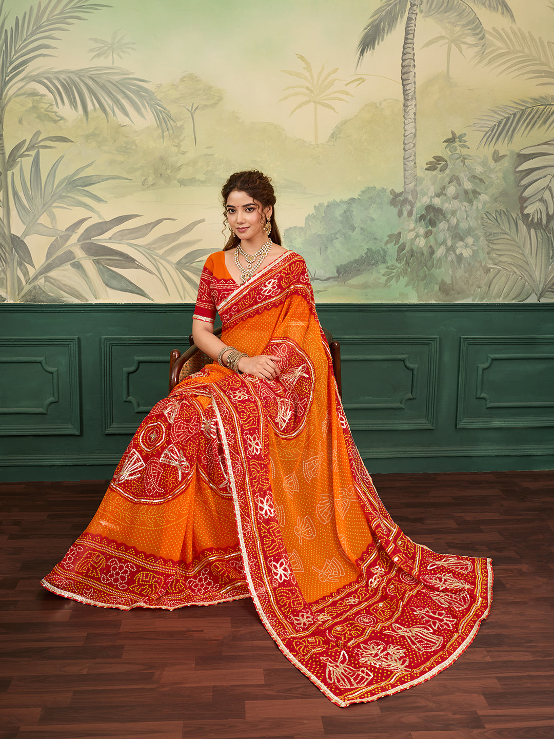 Buy New Premium Bandhani Style Saree With Festive Ware KcPc