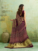 Buy Ajrakh Style Saree With Festive Wear Kcpc
