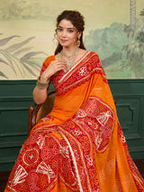 Buy New Premium Bandhani Style Saree With Festive Ware KcPc