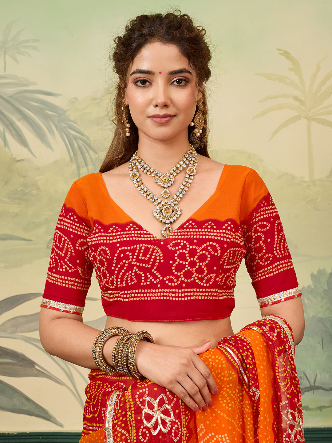 Buy New Premium Bandhani Style Saree With Festive Ware KcPc