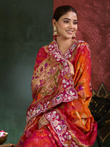 KcPc Khaddi Georgette kalamkari Style Wth Embroidery Work Dupatta TUF