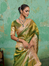 KcPc Pure Banarasi Handloom Heeramandi Look Katan Silk Tissue Fabric Saree INA