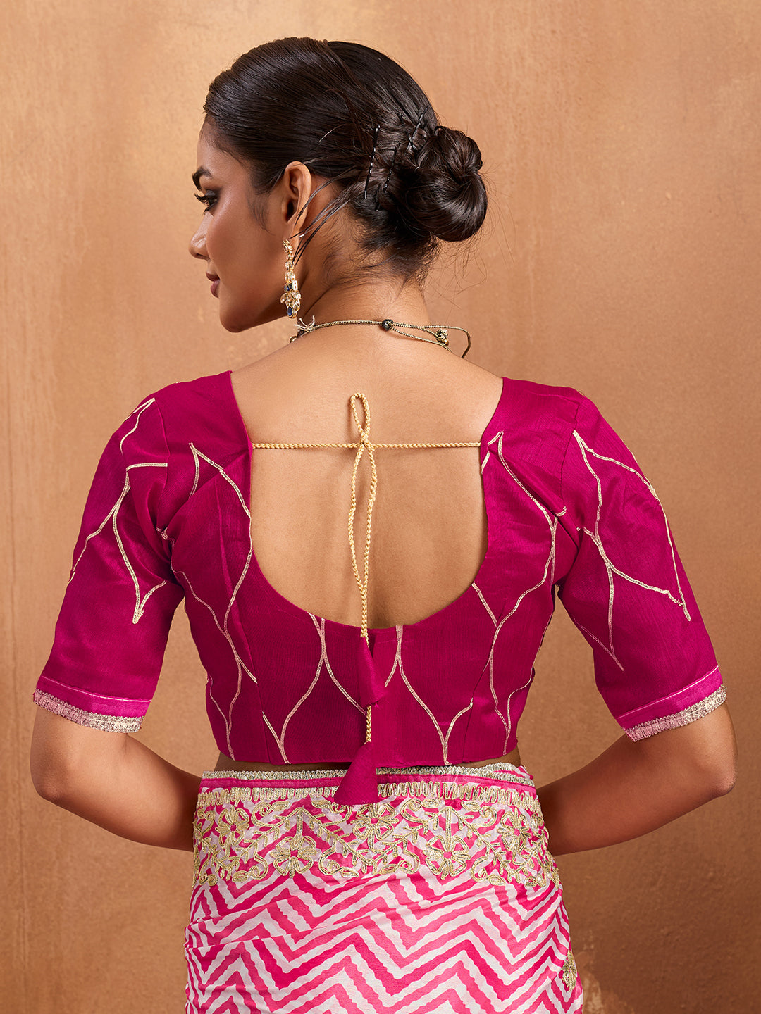 Lightweight Chinon Silk for party wear in pink color