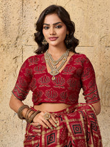 By Ajrakh saree With Traditional Wear
