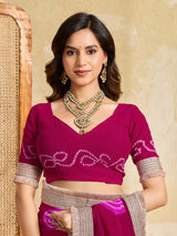 KcPc Traditional Wear Georgette Bandhani Saree with Designer Border KDN