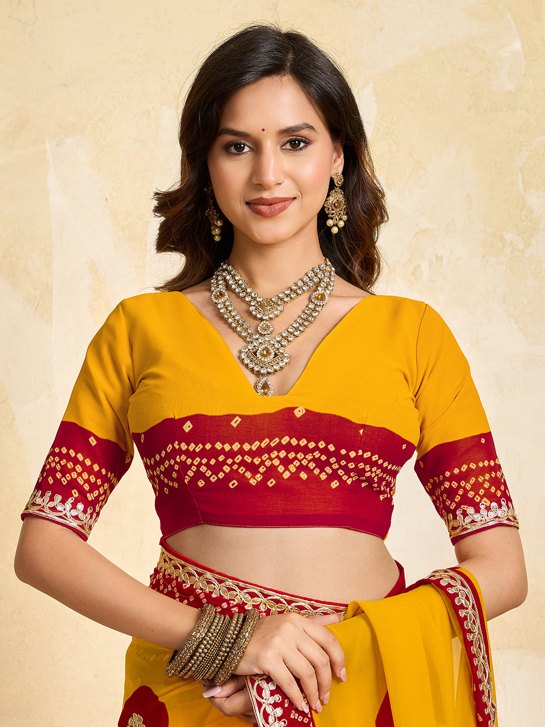 Buy Bandhani Saree with Gotapatti Work Kcpc Image