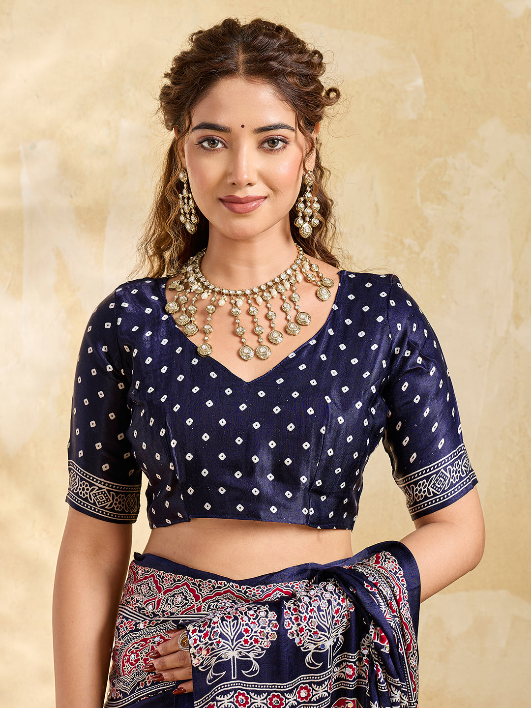 Buy Modal Silk Ajrakh Style With Mirror Work KcPc