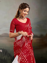 Georgette Multi ColourBandhni saree under 1000