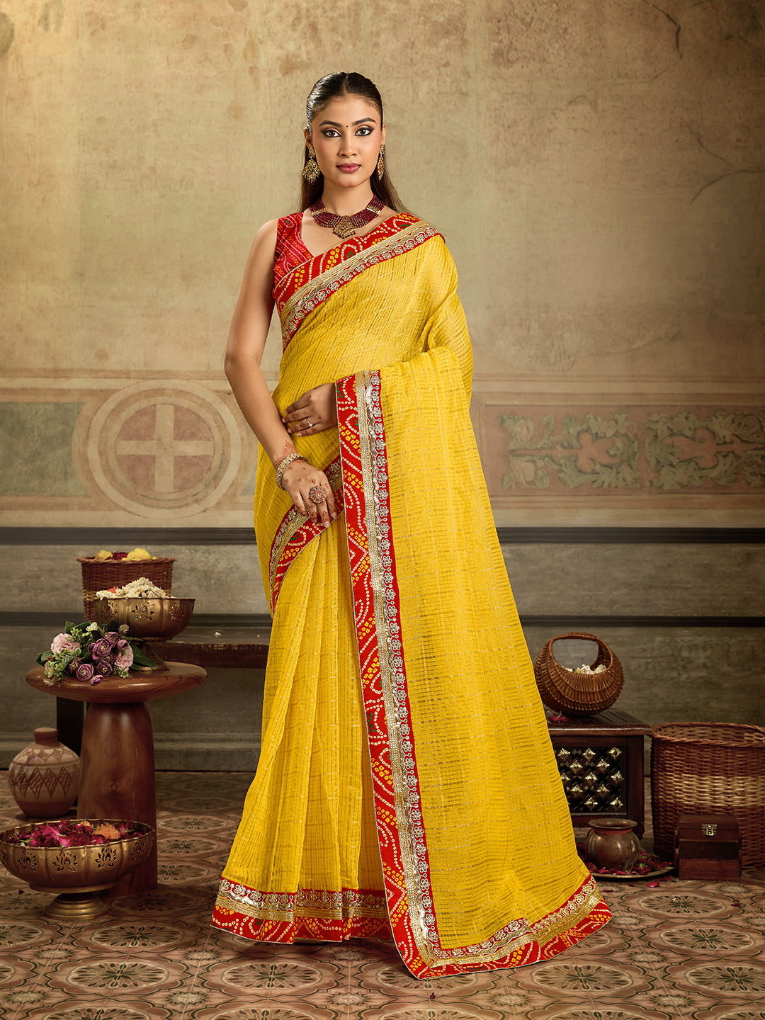 KcPc New Classic Banarasi Style Kota Doria Saree with Blouse SWA