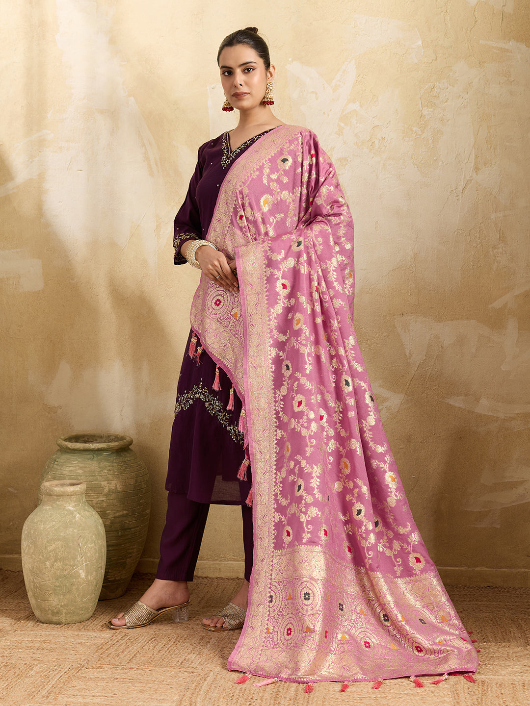 KcPc Premium Banarasi Style Dola Silk Dupatta SACR