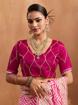 Lightweight Chinon Silk for party wear in pink color